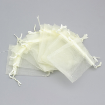 Woreczek Podarunkowy z Organzy, Przezroczysty, Kremowobiały, 9x7cm, 100szt (13WB32189)