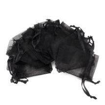 Woreczek Podarunkowy z Organzy, Przezroczysty, Czarny, 7x5x0.2cm, 100szt (13WB32190)