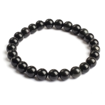 Bransoletka z Naturalnego Czarnego Agatu, Termobarwione, Średnica 5.2cm, Koraliki 8mm, 1szt (13WB32284)