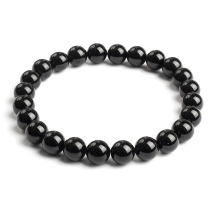 Bransoletka z Naturalnego Obsydianu, Elastyczna, Średnica 5.5cm, Koraliki 8-9mm, 1szt (13WB32286)