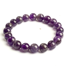 Bransoletka z Naturalnego Ametystu, 5.2-5.5cm, Koraliki 10mm, około 17-20szt/Bransoletka, 1szt (13WB32298)