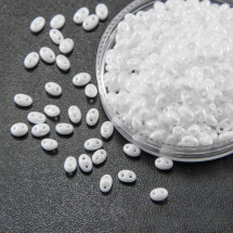 Koraliki Preciosa Twin, 2,5x5mm, Perłowe, Białe, 50g (2WB27109)