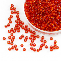 Koraliki Preciosa 33119/97050/10, Przezroczyste z Srebrnym Paskiem, Czerwone, Okrągłe, 50g (3WB3155)