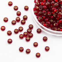 Koraliki Preciosa 33129/97120/10, Przezroczyste z Srebrnym Paskiem, Czerwone, Okrągłe, 50g (13WB16077)