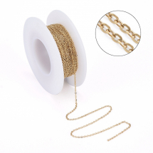 Łańcuszek Splot Kotwiczny Nierozłączny do Rękodzieła i Biżuterii, Stal Nierdzewna, Złoto, 1.5x1.2x0.5mm, 10m (13WB32327)