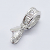 Srebro 925, Uchwyt z Cyrkoniami do Zawieszek i Wisiorków, Rodowane, 15mm, 1szt (13WB32363)