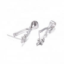 Srebro 925 Uchwyt do Zawieszek i Wisiorków, Gałązka z Cyrkoniami, Rodowany, 15x4x7.5mm, 1szt (13WB32368)