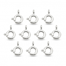 Srebro 925 Zapięcie Kółko Sprężynowe, do Rękodzieła i Biżuterii, Powłoka Rodowana, 7x6x1mm, 10szt (13WB32442)