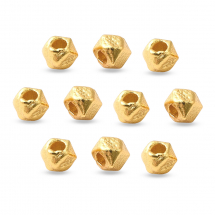 Срібло 925 Намистини-Розділювачі Кубічні Матові, Золото, 2х2х2мм, Отвір 0.8мм, (13WB32445)