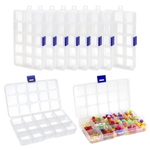 Pojemnik na Koraliki, Plastik, Bezbarwny, 17.5x10x2.5cm, 15 przegródek, Sekcja: 3.2x2.9x2.1cm, 10szt (13WB32617)