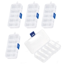 Pojemnik na Koraliki Plastik Przezroczyste 10 Przegródek 14.5x7x2.2cm 5szt (13WB32618)