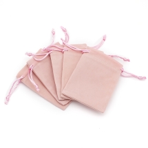 Woreczek Prezentowy Welurowe z Wiązaniami, Różowy, 9x7cm, Grubość: 0.4cm, 20szt (13WB32623)