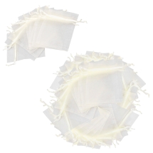Woreczek Podarunkowy z Organzy Przezroczysty Kremowy 7x5x0.2cm 50szt (13WB32680)
