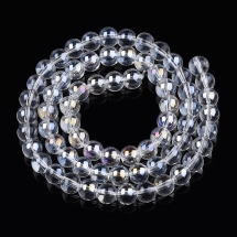 Koraliki Szklo Galwaniczne, Kulki, Bezbarwny AB, 6-6.5mm, ok. 65szt/37cm/sznur (13WB32701)