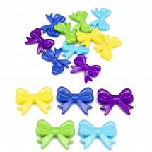 Намистини Бант Акрил, Непрозорі, Мікс, 36x46x9мм, Отвір 1 мм, 15шт/упаковка, (13WB32844)