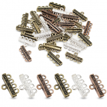 Łącznik Prostokątny, Stop Jubilerski, 5 Otworów, Mix, 22.5x12x3.5mm, Otwór 2mm, 40szt (13WB32847)