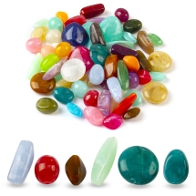 Koraliki Akrylowe Imitacja Kamienia Naturalnego, Różne Kształty, Różne Kolory, 15-25mm, 58szt/100g (13WB32730)