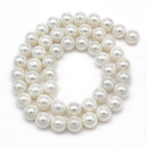 Koraliki Shell Pearl Klasa A Okrągłe, Białe, 6mm, Otwór 1mm, 58szt/38cm/sznur (13WB15175)