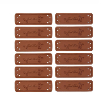 Naszywka Skórzana Ręcznie Tłoczona z Wzorem Kota, Prostokątna, Brązowa 50x15.5x1.5mm, 12szt (13WB26451)