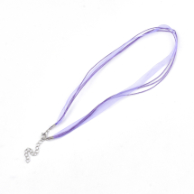 Baza do Naszyjnika 2 Woskowane Sznury i Organza z Zapięcie i Łańcuszek Kolor: Lilac Długość 45cm 5szt (13WB28588)