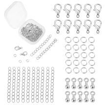 Zestaw Zapięcia Karabińczyki, Kółeczka Ogniwa, Łańcuszki, Zawieszki, Platyna, 50szt (13WB33157)