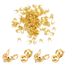 Łapaczki Mosiężne, Końcówki Zaciskowe, Pozłacanie 18K Złotem, 6.5x6.5x3mm, otwor 1.6mm, 100szt (13WB32476)