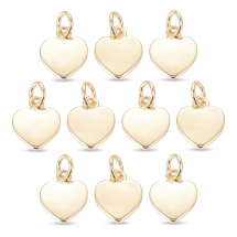 Zawieszka Serce, Mosiężne, Odporna Powłoka, Pozłacany 18K, 12x9.5x1.5mm, 10szt (13WB32340)