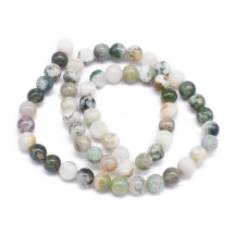 Koraliki Kamień Naturalny Agat Drzewny Kulki, 6mm, Otwór 1mm, 58szt/35cm/sznur, (13WB32781)