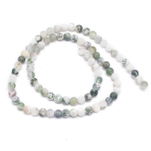 Koraliki Kamień Naturalny Agat Drzewny Matowe Kulki, 4mm, Otwór 1mm, 80szt/35cm/sznur, (13WB32767)