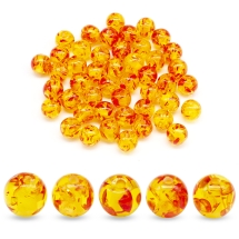 Koraliki z Żywicy Sztucznej, Imitujące Bursztynu, Kulki, Złote, 8mm, 50szt. (13WB32536)