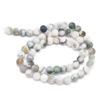 Koraliki Kamień Naturalny Agat Drzewny Matowe Kulki, 6mm, 59szt/35cm/sznur, (13WB32784)