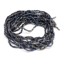 Koraliki Szklo Galwaniczne Powłoka AB, Fasetowane, Rondel, Czarne, 3x2mm, 137szt/32cm/sznur (13WB32523)