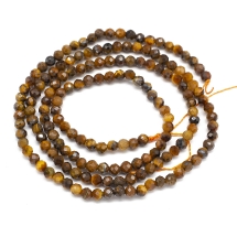 Koraliki Kamień Naturalny Tygrysie Oko Kulki Fasetowane, 2mm, otwór 0.5mm, 160szt/36cm/sznur, (13WB32521)