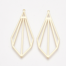 Wisiorek Mosiądz, Kropla, Powłoka 18K Złoto, Rozmiar: 47x20x1mm, Otwór 0.9mm, 2szt (13WB29962)