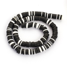 Koraliki Polymerna Glina, Heishi, Handmade, Płaskie, 8x0.5-1mm, Czarny, około 290szt/38cm/nic (13WB28877)