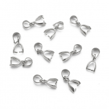 Krawatka Uchwyt do Wisiorków, Mosiądz, Platyna, 10x5.5x3mm, Otwór 3.5mm, 10szt (5WB4779)