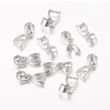 Krawatka Uchwyt do Wisiorków, do Rękodzieła i Biżuterii, Mosiądz, Srebrny, 10x5.5x3mm, Otwór 3.5mm, 10szt (5WB4780)