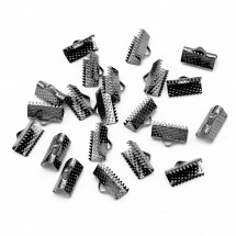 Концевики Затискачі для Стрічок, Залізні, Колір: Збройна Сталь, Розмір: 13х7х5мм, Отвір 2мм, (5WB4260)