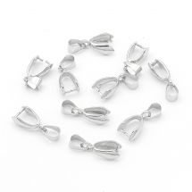 Krawatka Uchwyt do Wisiorków, do Rękodzieła i Biżuterii, Mosiądz, Srebrny, 14x7mm, Otwór 4x6mm, 10szt (6WB919)