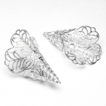 Stożek Nakładki na Koraliki Mosiądz 27x24x0,6mm Kolor: Srebrny 10szt/opakowanie (5WB5571)