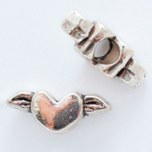 Шарми Євронамистини, Метал Тибетського Стилю, Серце, Колір: Античне Срібло, Розмір: 8х20х8мм, Отвір 5мм, (5WB5631)