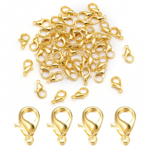 Zapięcie Karabińczyk-Lobster, Metal, 10x6mm, Otwór 1mm, Kolor: Złoto, 50szt (5WB5783)