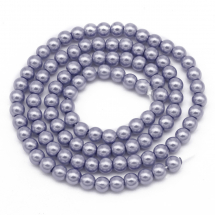 Перли Намистини Скло 4мм, Глянцеві, Круглі, Колір: Сріблясто-синій, Діаметр: 4 мм, Отв-тя 1мм, близько 216шт / 86см / нитка, (5WB5894)