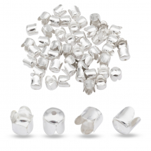 Конус Шапочки для Бусин, Залізні, Колір: Срібло, Розмір: 6.5х7мм, Отвір 1мм, (5WB5914)