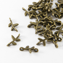 Конектор Гілка Біжутерний сплав, 2 отвори, Колір: Бронза, Розмір: 17х9.5х3мм, Отвір 1мм, (5WB6321)