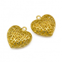 Кулон Серце, Метал, Колір: Золото, Розмір: 35х34.5х11мм, Отвір 3.5мм, (5WB3252)