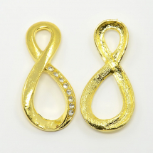 Конектор Нескінченність зі Стразами, Біжутерний сплав, 2 отвори, Колір: Золото, Розмір: 36х17.5х5мм, (5WB6666)