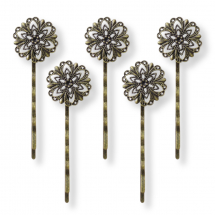 Baza Spinki do Włosów Mosiądz 62x20mm Kolor: Brązowy 5szt (5WB6702)