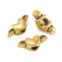 Шарми Євронамистини, Метал Тибетського Стилю, Серце, Колір: Античне Золото, Розмір: 8х20х8мм, Отвір 5мм, (5WB6813)