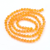 Koraliki Imitacja Austriackiego Kryształu, Szklany Bicone Fasetowany, Pomarańczowy, 4x4mm, ok.80szt/30cm/nić (5WB7069)